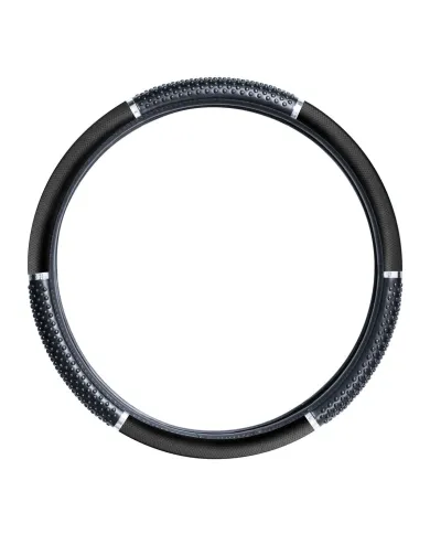 GG54044 - 18" STEERING WHEEL COVER MATTE BLACK W/BLACK HAND GRIPS