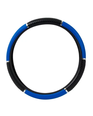GG54045 - 18" STEERING WHEEL COVER BLUE W/ BLACK HAND GRIPS
