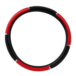GG54046 - 18" STEERING WHEEL COVER RED W/ BLACK HAND GRIPS