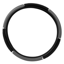 GG54047 - 18" STEERING WHEEL COVER GRAY W/ BLACK HAND GRIPS