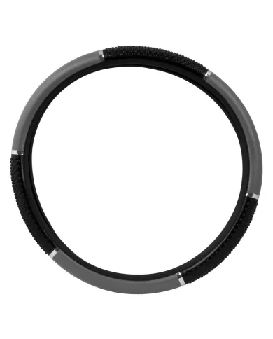 GG54047 - 18" STEERING WHEEL COVER GRAY W/ BLACK HAND GRIPS