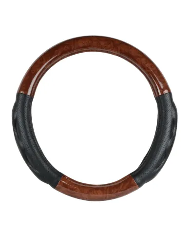 GG54050 - 18" DELUXE+ STEERING WHEEL CVR DARK WOOD W/BLACK COMFORT PAD