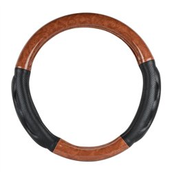 GG54051 - 18" DELUXE+ STEERING WHEEL CVR LIGHT WOOD W/BLACK COMFORT PAD