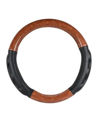 GG54051 - 18" DELUXE+ STEERING WHEEL CVR LIGHT WOOD W/BLACK COMFORT PAD