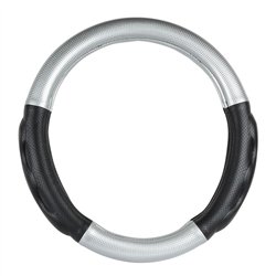 GG54055 - 18" DELUXE+ STEERING WHEEL CVR SILVER CARBON W/COMFORT PAD