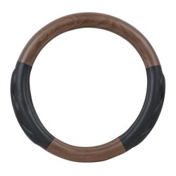 GG54057 - 18" DELUXE+ STEERING WHEEL CVR MATTE DARK WOOD W/ COMFORT