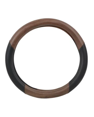 GG54060 - 18" DELUXE STEERING WHEEL CVR MATTE DARK WOOD & BLACK