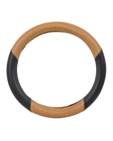 GG54061 - 18" DELUXE STEERING WHEEL CVR MATTE LIGHT WOOD & BLACK