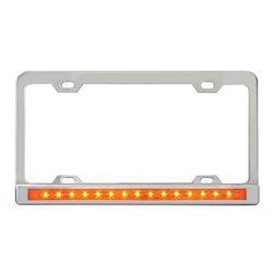 GG60055 - 4 HOLES CR. LIC. FRAME W/12" AMBER/AMBER LED & CR. PL BEZEL