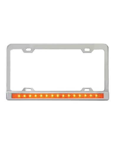 GG60055 - 4 HOLES CR. LIC. FRAME W/12" AMBER/AMBER LED & CR. PL BEZEL