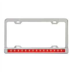 GG60057 - 4 HOLES CR. LIC. FRAME W/12" RED/RED LED & CR. PL BEZEL