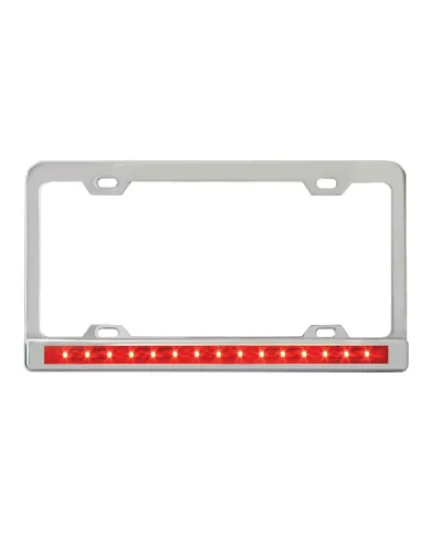 GG60057 - 4 HOLES CR. LIC. FRAME W/12" RED/RED LED & CR. PL BEZEL