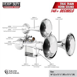 GG69991 - CR. HEAVY DUTY TRAIN HORN W/ S.S. "L" BASE BRACKET 12V/24V