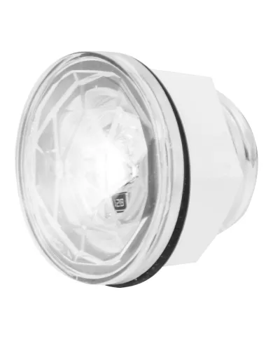 GG75304 - 1-1/4" WHITE/CLR DIAMOND LENS 1 LED INTERIOR LIGHT W/ NUT