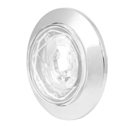GG75324 - 1-1/4" WHITE/CLR DIAMOND 1LED DUAL FUNC. LIGHT W/CR. BEZEL