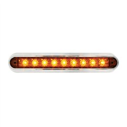 GG76090 - 6.5" AMBER/AMBER 9 LED LIGHT BAR W/CR. PLASTIC BASE MOUNT