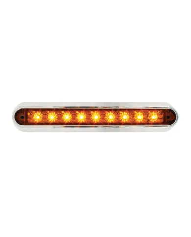 GG76090 - 6.5" AMBER/AMBER 9 LED LIGHT BAR W/CR. PLASTIC BASE MOUNT