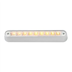 GG76091 - 6.5" AMBER/CLEAR 9 LED LIGHT BAR W/CR. PLASTIC BASE MOUNT
