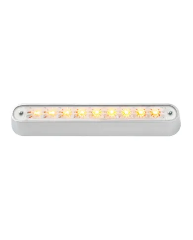 GG76091 - 6.5" AMBER/CLEAR 9 LED LIGHT BAR W/CR. PLASTIC BASE MOUNT