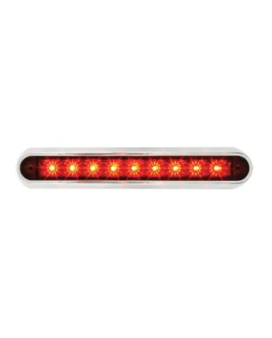 GG76092 - 6.5" RED/RED 9 LED LIGHT BAR W/CR. PLASTIC BASE MOUNT
