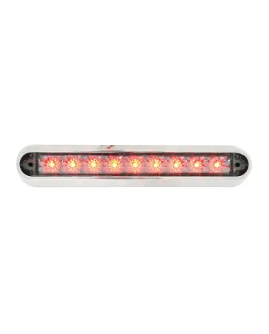 GG76093 - 6.5" RED/CLEAR 9 LED LIGHT BAR W/ CR. PLASTIC BASE MOUNT