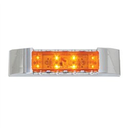 GG76180 - 6" RECT AMBER/AMBER LED MARKER LIGHT W/CR. PLASTIC BEZEL