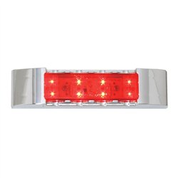 GG76182 - 6" RECT. RED/RED LED MARKER LIGHT W/CR. PLASTIC BEZEL