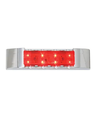 GG76182 - 6" RECT. RED/RED LED MARKER LIGHT W/CR. PLASTIC BEZEL