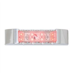 GG76183 - 6" RECT. RED/CLEAR LED MARKER LIGHT W/CR. PLASTIC BEZEL
