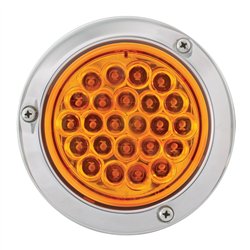 GG76490 - 4" PEARL AMBER LED STROBE LIGHT W/S.S. RIM & PIGTAIL