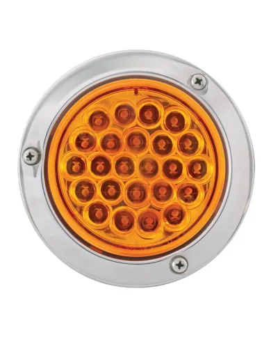 GG76490 - 4" PEARL AMBER LED STROBE LIGHT W/S.S. RIM & PIGTAIL