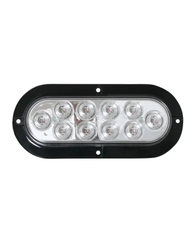 GG76871 - OVAL MEGA 10 PLUS AMBER/CLEAR LED W/ BLACK FLANGE & 3 WIRES