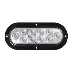 GG76873 - OVAL MEGA 10 PLUS RED/CLEAR LED W/ BLACK FLANGE & 3 WIRES