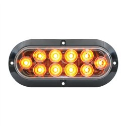 GG77431 - OVAL MEGA10 AMBER/CLEAR LED W/ BLACK FLANGE & 3 WIRES