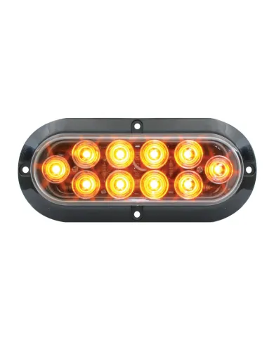 GG77431 - OVAL MEGA10 AMBER/CLEAR LED W/ BLACK FLANGE & 3 WIRES