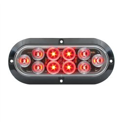 GG77433 - OVAL MEGA10 RED/CLEAR LED W/ BLACK FLANGE & 3 WIRES