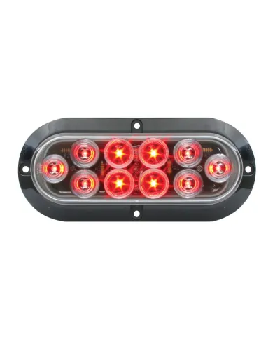 GG77433 - OVAL MEGA10 RED/CLEAR LED W/ BLACK FLANGE & 3 WIRES