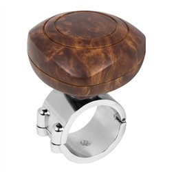 GG80088 - MATTE BROWN WOOD PLASTIC STEERING WHEEL SPINNER KNOB