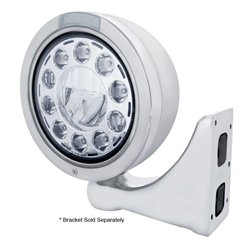 UP31575-Stainless Bullet Classic Headlight 11 LED Bulb With LED Signal - Clear Lens