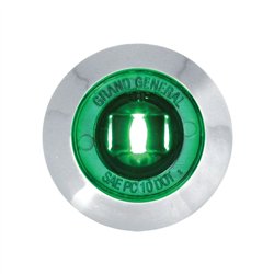 GG87066 - 1" MINI GREEN/GREEN 1 LED LIGHT W/CR. PLASTIC BEZEL