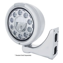 UP31579-Stainless Classic Headlight 11 LED Bulb & LED Signal - Clear Lens