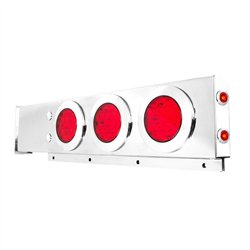 GG91060 - S.S. SPRING LOADED BAR 4" RED/RED FLEET W/TWIST-ON CVR & 1" MINI SIDE LED