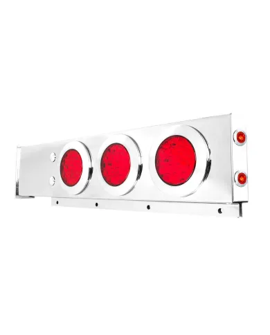 GG91060 - S.S. SPRING LOADED BAR 4" RED/RED FLEET W/TWIST-ON CVR & 1" MINI SIDE LED