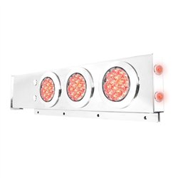 GG91061 - S.S. SPRING LOADED BAR 4" RED/CLEAR FLEET W/TWIST-ON CVR & 1"MINI SIDE LED