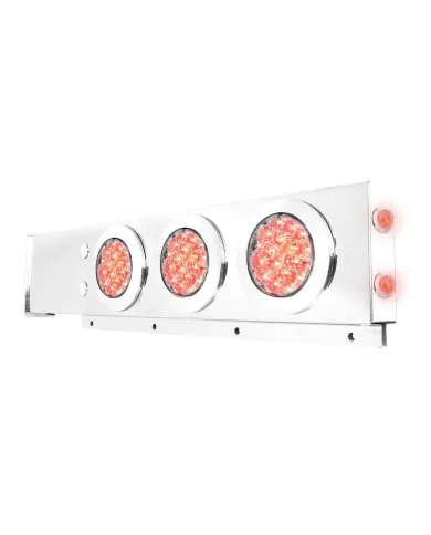 GG91061 - S.S. SPRING LOADED BAR 4" RED/CLEAR FLEET W/TWIST-ON CVR & 1"MINI SIDE LED