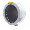 UP31701-Stainless Steel Bullet Half Moon Headlight No Bulb With LED Turn Signal - Amber Lens
