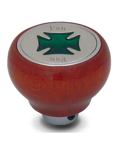GG95433 - WOOD DASHBOARD KNOB W/GREEN IRON CROSS & S.S. DIMMER PLATE