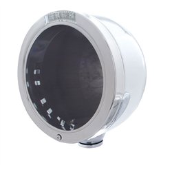 UP31702-Stainless Steel Bullet Half Moon Headlight No Bulb With LED Turn Signal - Clear Lens
