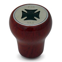 GG95460 - ROSEWOOD DASHBOARD KNOB W/ BLACK IRON CROSS &  S.S. FAN