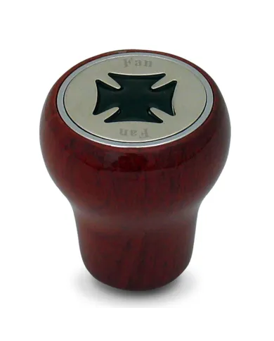 GG95460 - ROSEWOOD DASHBOARD KNOB W/ BLACK IRON CROSS &  S.S. FAN